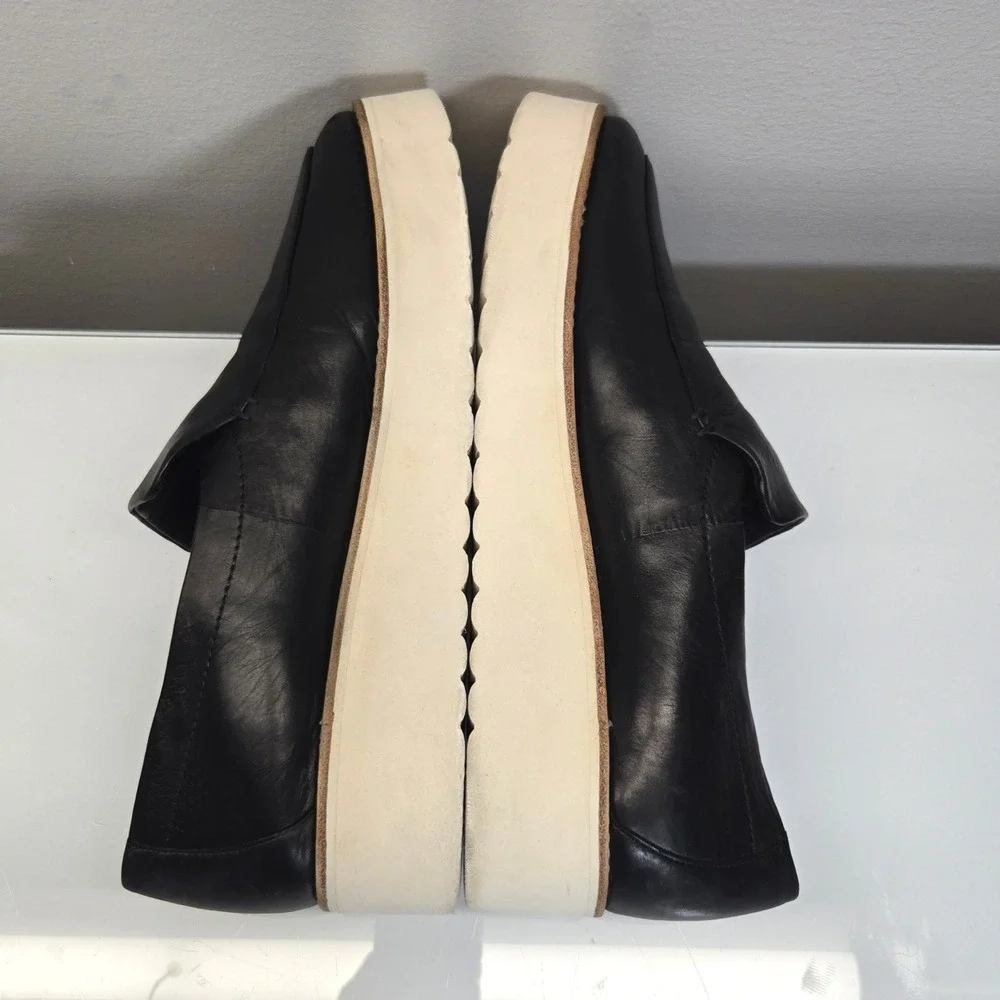 Vince Platform Loafers 10 Zeta Black Leather Slip On Shoes‎ Minimalist Comfort